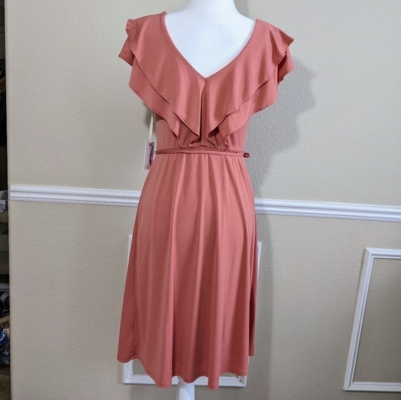 Jessica Simpson Maternity Dress with Ruffle V-neck in Dusty Rose NWT - Picture 8 of 8